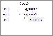 This image shows how nested WHERE or HAVING clauses are displayed.